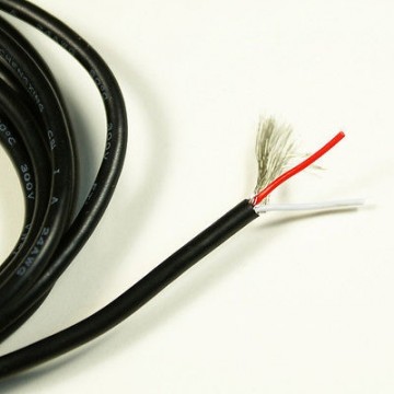 Shielded, 2-conducter wire for pickups, black, 1 meter