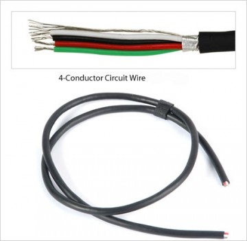 Shielded, 4-conductor wire for pickups, black, 1 meter