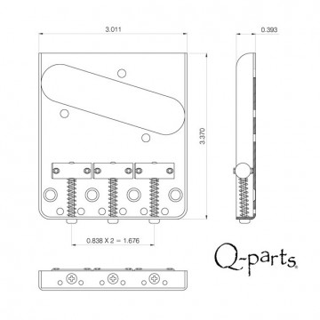 Q-parts Telecaster 1954 bridge, solid brass saddles