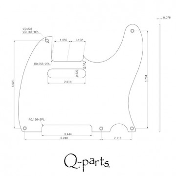 Q-parts Telecaster pickguard, mat black