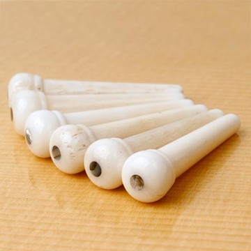 HotRod bone bridge pin with green abalone eye, set of 6