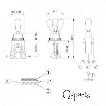 Q-parts Les Paul Toggle Switch with Amber knob