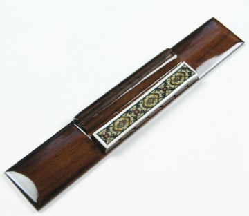 Rosewood Classical Guitar Bridge, finished with Rosette Mosaic decoration