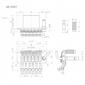 Gotoh / Floyd Rose-stijl tremolo GE1996T, div. kleuren leverbaar