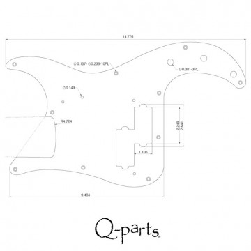 Q-parts P-bass pickguard, gold aluminium