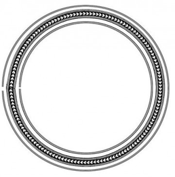 Herringbone soundhole rosette, 3-piece set, black/white