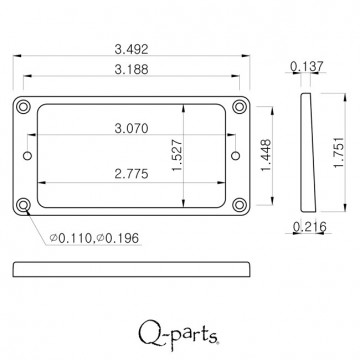 Q-parts Les Paul pickup mouting ring, Cream, set of 2