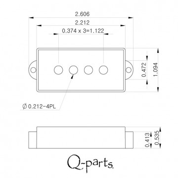 Q-parts P-bass pickup cover set, black