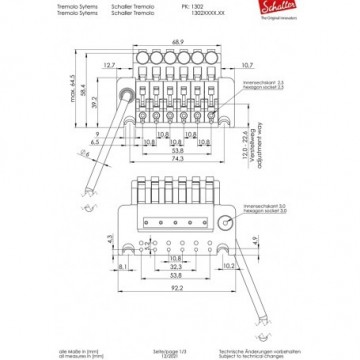 Schaller floyd rose tremolo drawing