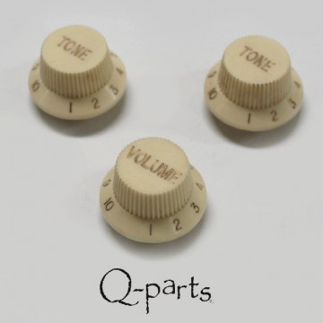 Q-Parts Stratocaster knob set, antique white