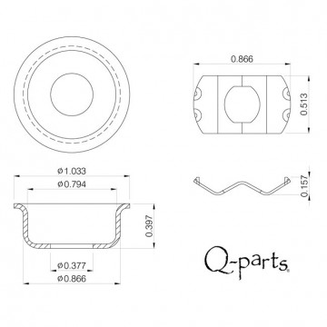Q-parts Telecaster jackplate, build-in-type