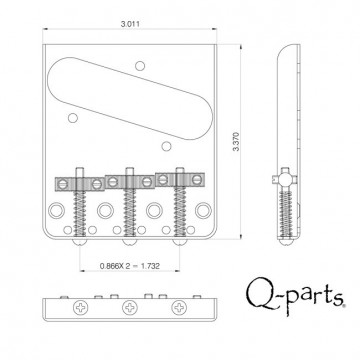 Q-parts Telecaster 1958 bridge with treaded saddles