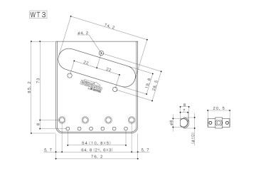Gotoh/Wilkinson® Swivel saddle Tele bridge, 3 saddles / Nickel or Gold